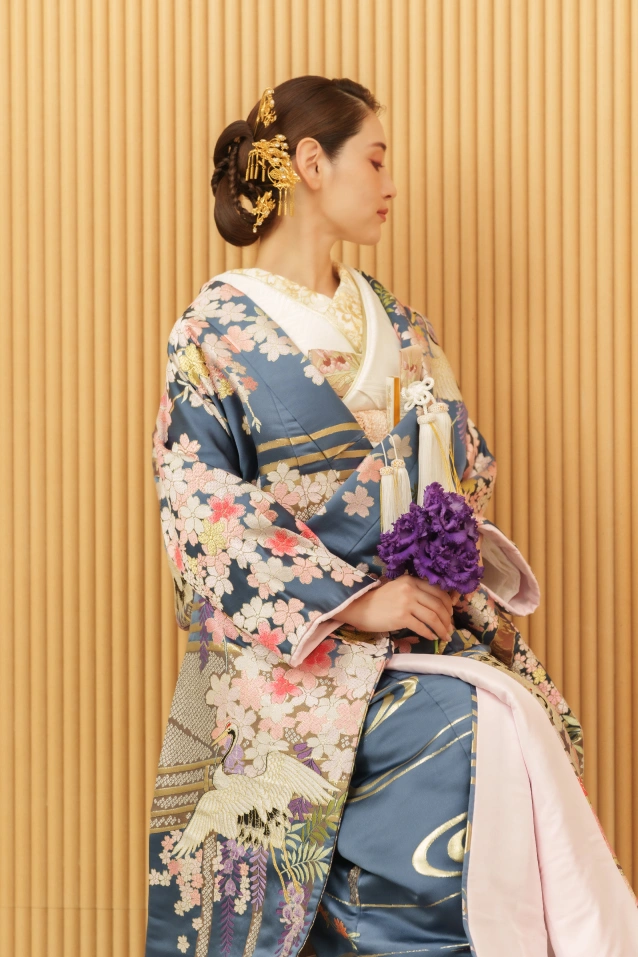 色打掛 桜橋に花筏 - Kimono（着物）- の写真1枚目